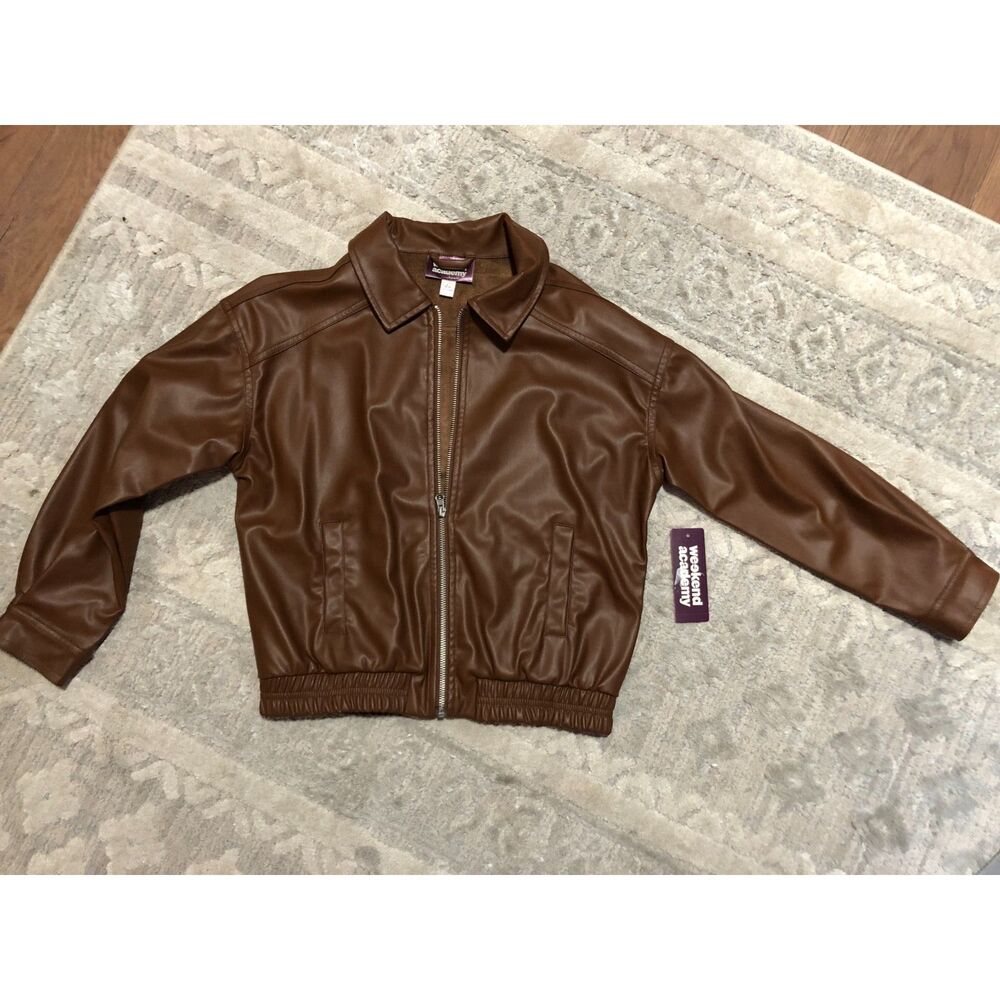 Girl's 10/12 Brown Faux Leather Jacket